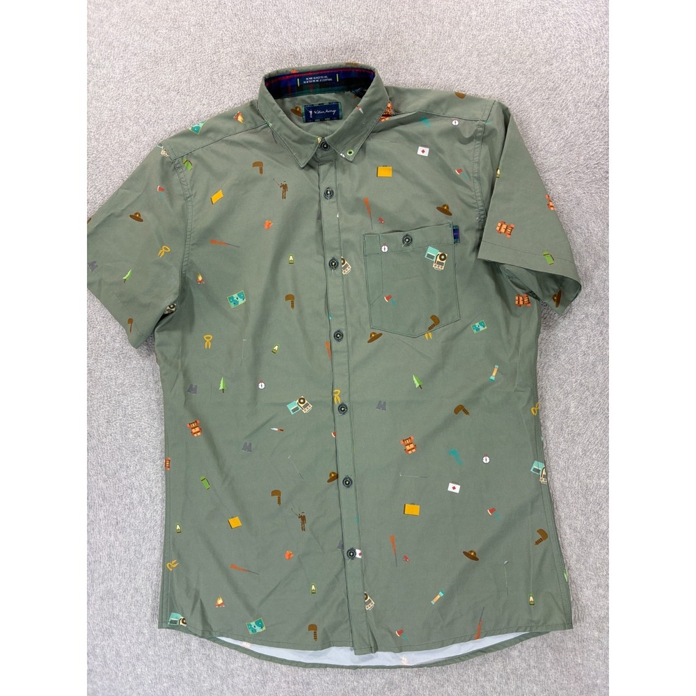 William Murray Short Sleeve Button Down Golf Shirt (Men's Medium) Green